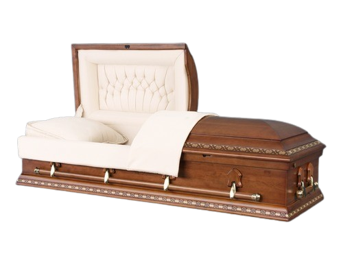 Wyoming Poplar Wood Casket with Ivory Velvet Interior